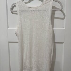 lululemon athletica White Sheer Textured Open-back Tank